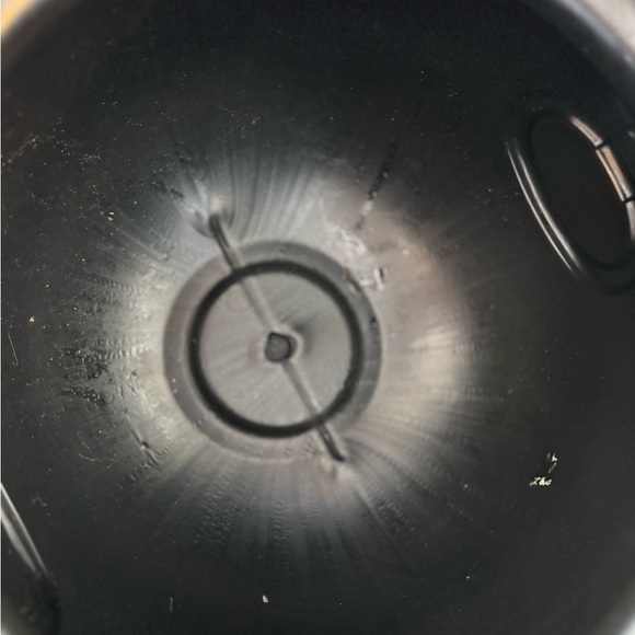 Set of 2 bowls, one black deep plastic one glass round with accented edges. - Picture 8 of 8